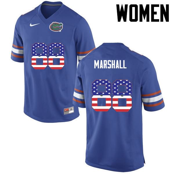 NCAA Florida Gators Wilber Marshall Women's #88 USA Flag Fashion Nike Blue Stitched Authentic College Football Jersey NTV0364US